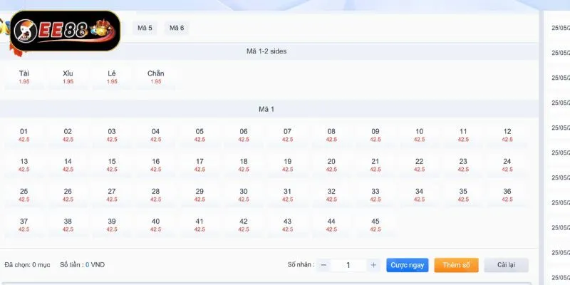 Khi đặt cược theo mã, bạn có thể đặt cược con số chính xác với từng mã này. Khi đặt cược theo mã, bạn có thể đặt cược con số chính xác với từng mã này.